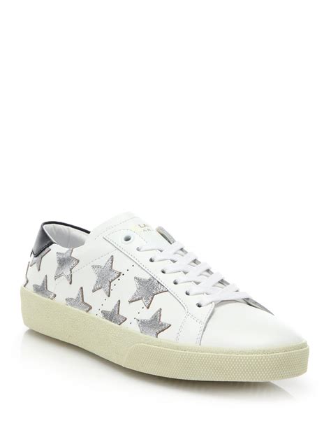 ysl court clasdic sneaker star gold|Court Classic Metallic Leather Star Sneakers .